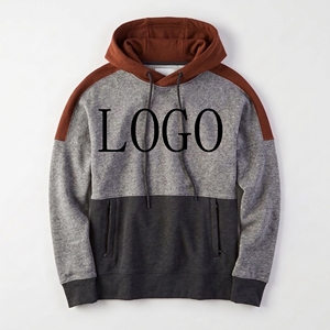 Sweat-shirts à capuche personnalisés pour hommes, en coton, avec impression délavée à l'acide, blocs de couleur, broderie vintage et effet vieilli - Product Image 1