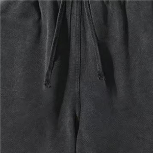 Shorts décontractés pour hommes en coton 100% respirant, couleur unie, taille mi-haute avec cordon de serrage, en tissu tricoté et finition délavée - Product Image 5
