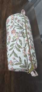 Premium Quilted Beauty Cosmetic <b>Case</b> with Zipper Closure Vintage Style Cotton Fabric-Eco-friendly Durable for Travel & Daily Use - Product Image 5