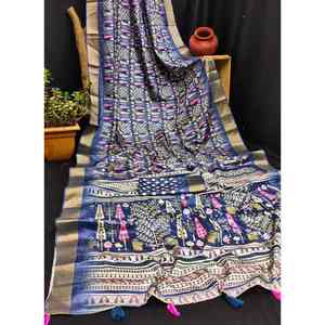 FANCY SOFT SILK DIGITAL PRINT ZARI WEAVING BORDER WORK SAREE WITH UNSTITCHED BLOUSE MULTI - Product Image 1