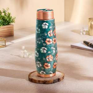 Bouteille en cuivre 100% pur, propriétés antioxydantes <span class=keywords><strong>du</strong></span> cuivre, bouteille design imprimée pour la maison, l'école et le bureau, hauteur 21 cm - Product Image 2