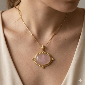 Collar de Plata de Ley 925 con Cuarzo Rosa y Turmalina, Chapado en Oro, al Mejor Precio de Fábrica, Joyería para Mujer - Product Image 1