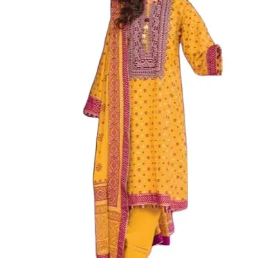 Ready to Wear Indian Kurta Set for Women Salwar Kameez, Shalwar Palazzo, Kurti & Sharara Sets 2 Pieces Lawn Fabric