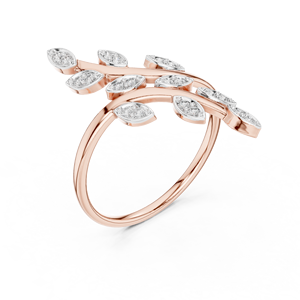 Anillo de Diamantes Cultivados en Laboratorio DEWDROP LEAF, Oro Rosa de 18 Quilates con Baño de Rodio, Corte Brillante, para Compromiso, Boda, Fiesta, Regalo de San Valentín - Product Image 2