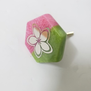 Unique Peach Resin Cabinet <b>Knobs</b> with Exquisite Brass Leaf Inlay Stunning Hardware for Drawers Dresser and Side Tables Customize - Product Image 6