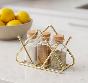 Elegante Servilletero de Metal Dorado con Marco Triangular, Organizador de Mesa Contemporáneo para Uso Doméstico y en Cafeterías - Product Image 4