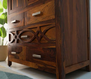 Armario de Madera Maciza de Sheesham de 2 Puertas, Armario Grande para Sala de Estar, Armario Indio de Sheesham para Dormitorio, Armario de Doble Puerta - Product Image 3