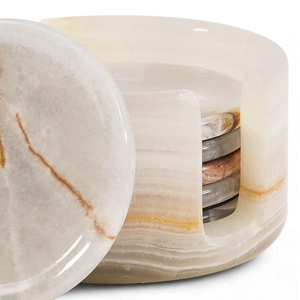 New Arrival Home Decor Modern <b>Marble</b> Onyx Coaster Set Big Slab Antique Surface Premium Quality Kitchen Use Pakistan Manufactured - Product Image 4