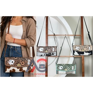 Nuevo bolso de mano de cuero de vaca de alta calidad al por mayor, bolso de hombro tipo bandolera occidental, bolso de mano para mujer - Product Image 1