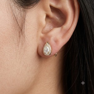 Boucles d'oreilles en or jaune 18 carats VB-SR28 avec diamants de 1,25 ct, couleur EF, diamants de laboratoire VS1, boucles d'oreilles à halo, certifiées IGI - Product Image 3