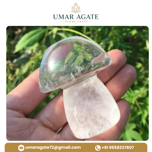 Figura de Hongo Tallada en Cristal de Cuarzo Transparente, Gema Hecha a Mano, Regalo Curativo - Product Image 5