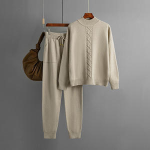 Conjunto de Dos Piezas de Suéter Casual de Punto con Cuello Alto y Antiarrugas para Mujer, Moda de Lujo Otoño Invierno - Product Image 2