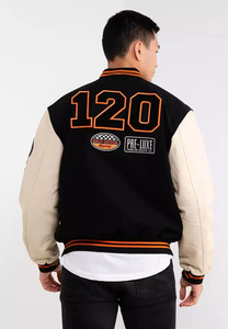 New Eco-Friendly Breathable Men's Varsity Jacket 100% Wool/Leather Shell Over-Sized Fit Low MOQ Solid Pattern - Product Image 2