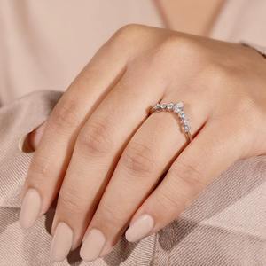 Most Selling pear cut diamond <b>ring</b> v shape curved <b>Stacking</b> <b>ring</b> moissanite half eternity engagement anniversary jewellery <b>ring</b> - Product Image 3