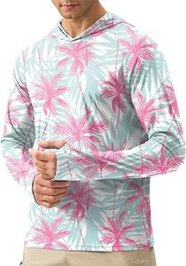 Chemise de pêche à manches longues à capuche pour homme, imprimé tropical rouge, UPF 50, anti-UV, vêtements d'extérieur - Product Image 3