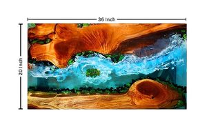 Custom Handmade <b>Epoxy</b> Resin Solid Wood Round Modern Polished <b>Coffee</b> & Dining <b>Table</b> with Ocean River Design Luxury Fashionable - Product Image 2