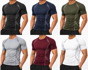 Camiseta de Compresión de Manga Corta para Hombre, Color Personalizado, Secado Rápido, Transpirable, Corte Ajustado, Deportiva, Cuello Redondo, Diseño Liso - Product Image 6