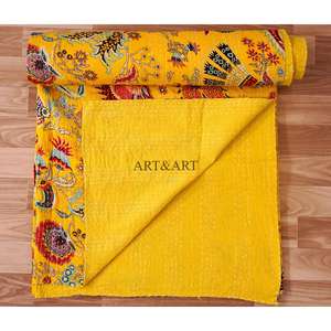 Mayorista de Colchas Kantha de Algodón Vintage Indias, Mantas Estampadas Multicolores, Mantas Kantha Hechas a Mano para Decoración del Hogar - Product Image 4