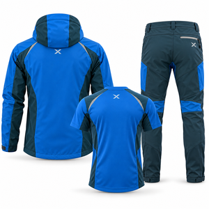Vêtements personnalisés pour équipes de randonnée, clubs et groupes de plein air |   Bleu Alpin Profond d'été, six variations de couleur |   Vêtements de randonnée pour hommes | - Product Image 2