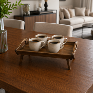 Handcrafted Wooden Bed <b>Breakfast</b> <b>Tray</b> with Foldable Legs | Premium Serving <b>Tray</b> for Tea Coffee Food Laptop Home Hotel Restaurant - Product Image 2