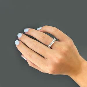 Bague d'éternité 3/4 en or massif 10K 14K avec émeraude et diamant de laboratoire, empilable, minimaliste, pour usage quotidien, bijoux fins, vente en gros - Product Image 5