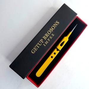 แหนบดึงขนตา Getup Brosons Impex Precision สแตนเลสเคลือบสีเหลือง ป้องกันแม่เหล็ก ป้องกันไฟฟ้าสถิต ปลายเรียบ 10 มม. - Product Image 5