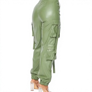 <b>Men</b> Mid Waist Eco-friendly Lightweight Canvas <b>Leather</b> Harem <b>Pants</b> Green Multiple Pockets Workwear Style Casual Winter Fit - Product Image 6