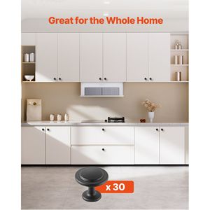 Lot de 30 boutons d'armoire en alliage de zinc noir de 1.22 pouces poignées de porte de tiroir style champignon commode de cuisine modèle de placard de salle de bain - Product Image 6