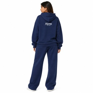 Womens Regular Fit Hoodie & <b>Wide</b> <b>Leg</b> <b>Jogger</b> Tracksuit Set | Casual Gym Activewear Polyester/Cotton Fleece - Product Image 2