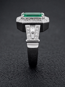 Green Emerald Cut Synthetic Lab Created Emerald <b>Ring</b> Halo Diamond Band Jewelry Statement <b>Ring</b> <b>Cocktail</b> <b>Ring</b> Bugget Lab Diamond - Product Image 3