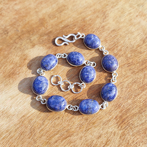 Boho Style Lapis Lazuli Silver Plated Beaded Adjustable <b>Bracelet</b> Natural Blue Gemstone Healing <b>Crystal</b> Jewelry for Wedding - Product Image 5