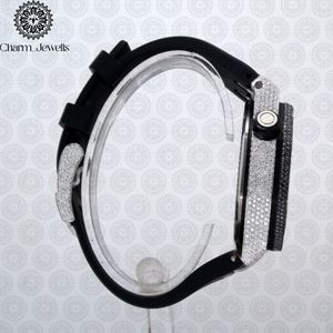Charm_Jewells Stainless Steel Diamond <b>Watch</b> Black Silicone Band Analog Quartz Luxury Fashion Unisex Buckle Clasp - Product Image 5