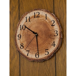 Horloge murale en bois rustique à motif délicat, ronde, analogique, à quartz, silencieuse, décoration de cuisine - Product Image 5