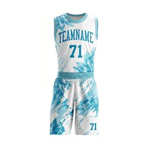 Ensemble de maillots de basket-ball respirants de haute qualité, imprimés en gris, 100% polyester, sublimés - Product Image 3