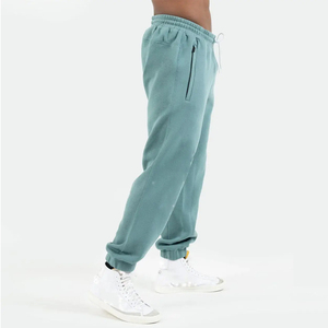 Pantalones deportivos de algodón con forro polar, de corte holgado, pierna ancha, con cordón, talla grande, cintura media, transpirables, para gimnasio, venta al por mayor - Product Image 2