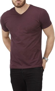 Men's <b>V</b>-<b>Neck</b> Regular Fit Short Sleeve 100% Cotton Jersey Smart Casual <b>T</b>-<b>Shirt</b> <b>White</b> Pattern Front Logo Anti-Pilling Breathable - Product Image 6