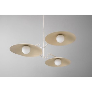 Lámpara Colgante de Techo Moderna y Minimalista de Alta Calidad con Cuatro Pantallas Color Crema, Diseño Circular y Estructura Metálica - Product Image 4
