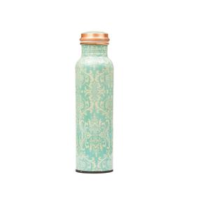 Pure Copper Water <b>Bottle</b> <b>Light</b> Green Mint Floral Printed Surface Leakproof Ayurvedic Health <b>Bottle</b> For Home Gym Travel - Product Image 1