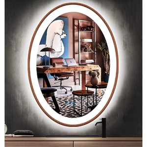 Acacia Wood Wall <b>Mirror</b> Wholesale - Modern LED Wooden <b>Mirror</b> - Product Image 2