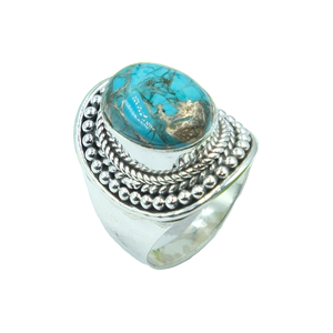 Anillo de Turquesa Azul Cobre, Anillo de Plata de Ley 925, Anillo Hecho a Mano con Diseño Único, Anillo con Gema, Joyería de Turquesa, Regalo - Product Image 1