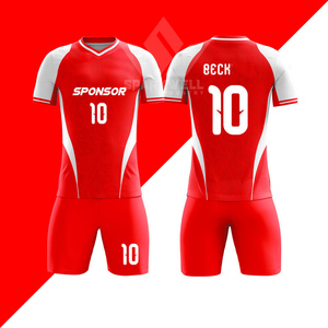 Custom Adult Red White <b>Volleyball</b> Jersey <b>Set</b> V-Neck Short Sleeve Sublimated 100% Polyester Breathable Athletic Fit Team Sports - Product Image 4