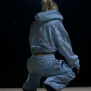 Custom Unisex Rhinestone Hoodie <b>Set</b> Streetwear Crop Hoodie Fleece Jacket OEM Custom Rhinestone Made By <b>Twin</b> City - Product Image 5