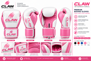 ถุงมือชกมวยพรีเมียมแบบสั่งทำพิเศษ CLAW INTERNATIONAL หนังแท้ สำหรับฝึกซ้อมและแข่งขัน มวยไทย มวยสากล MMA - Product Image 5