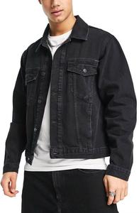 Eddwin Men's <b>Black</b> Denim <b>Jacket</b> Casual Turn-down Collar Regular Fit Washed Eddwin Cotton Single Breasted Coat Autumn Style - Product Image 2