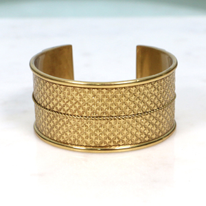 กำไลข้อมือทองเหลืองสไตล์วินเทจ - ลายดอกไม้สลัก - กำไลแบบเปิดกว้างสไตล์โบฮีเมียน - Product Image 5