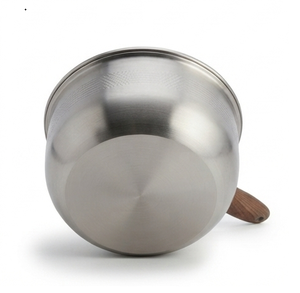Wooden Handle Silver Finished Stainless Steel Sauce <b>Pan</b> <b>Induction</b> Cooker Customizable Stainless Steel Lining - Product Image 4