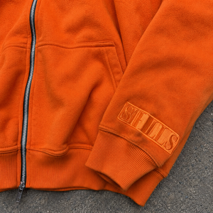<span class=keywords><strong>Felpa</strong></span> Invernale da Uomo con Cappuccio, Zip e Fodera in Pile, Motivo a Quadri <span class=keywords><strong>Arancione</strong></span>, 350g, Stile Casual <span class=keywords><strong>Oversize</strong></span> con Logo sulla Manica Sinistra - Product Image 5
