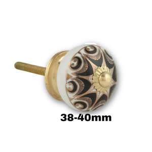 ลูกบิดเซรามิกรูปดอกไม้หกเหลี่ยมสีทองสไตล์โมร็อกโก ดีไซน์อุตสาหกรรม สำหรับลิ้นชัก ตู้ ตู้เสื้อผ้า ห้องครัว ห้องนอน โรงแรม - Product Image 3