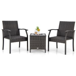 Set di 3 Sedie da Giardino in Vimini con Cuscini in Schiuma ad Asciugatura Rapida per Uso Esterno - Product Image 4