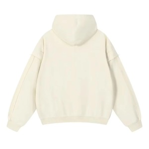 Sweat-shirt à capuche zippé pour homme, couleur unie, coupe décontractée, vêtement d'automne, manches raglan, coton tricoté - Product Image 4